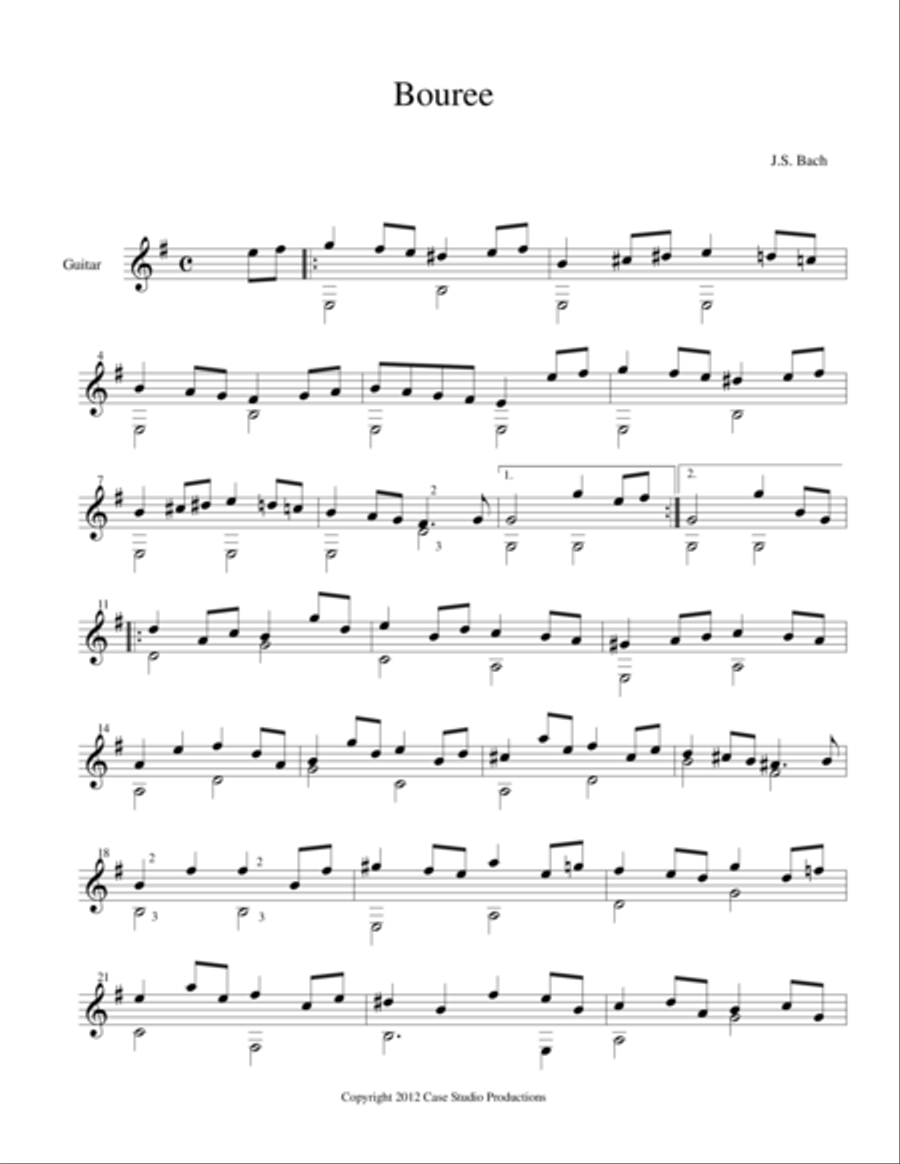 J.S. Bach J.S. Bach Classical Guitar scores gallery preview page 1