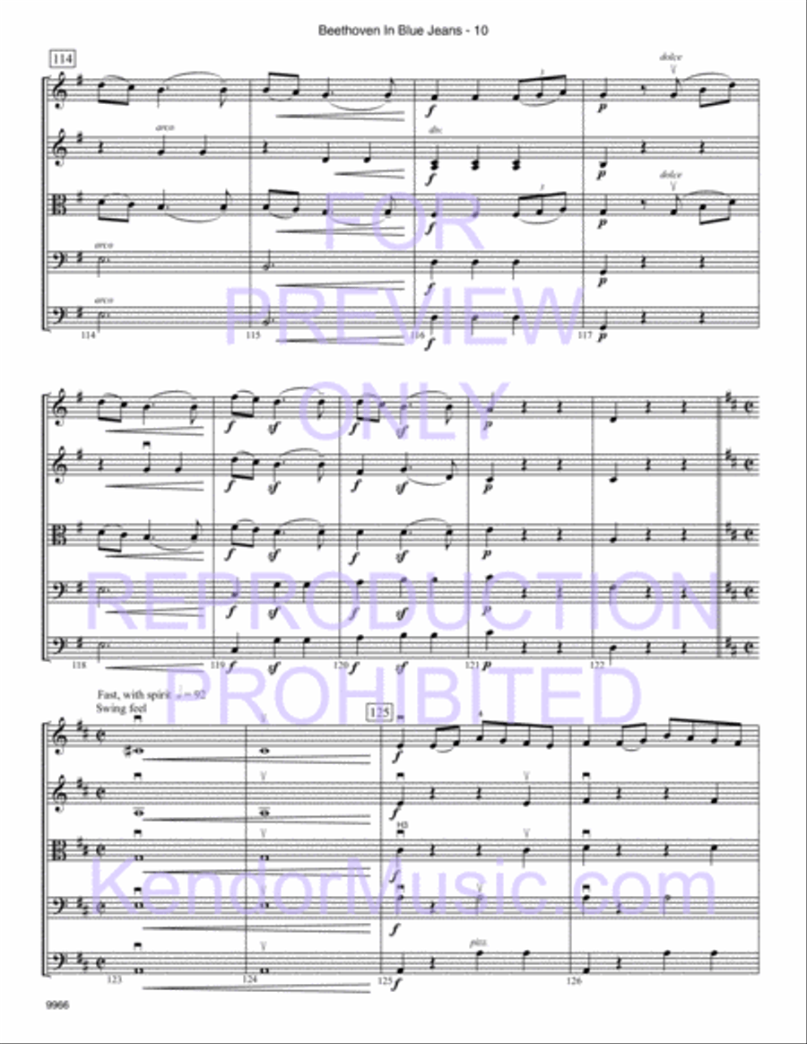 Beethoven In Blue Jeans String Orchestra scores gallery preview page 12