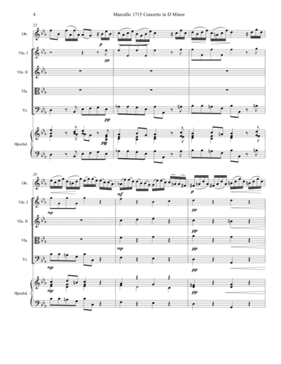 Marcello Oboe Concerto in C Minor Chamber Orchestra scores gallery preview page 4