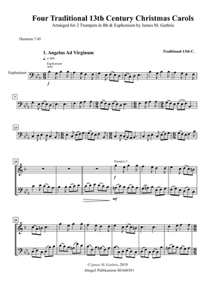 Four Traditional 13th Century Christmas Carols for 2 Trumpets & Euphonium