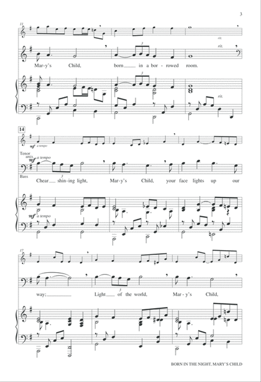 Born in the Night Mary's Child 4-Part scores gallery preview page 4