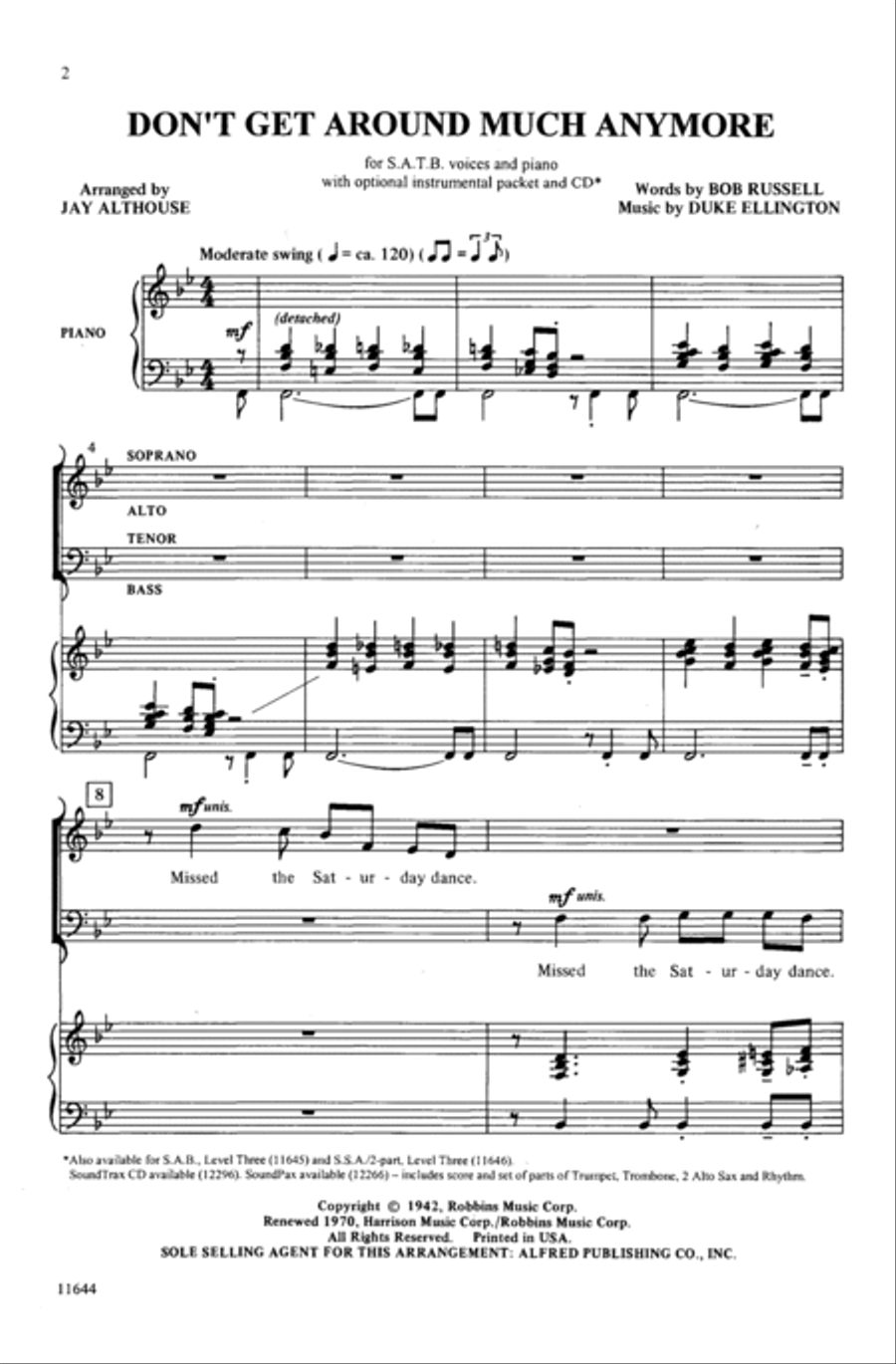 Don't Get Around Much Anymore 4-Part scores gallery preview page 12