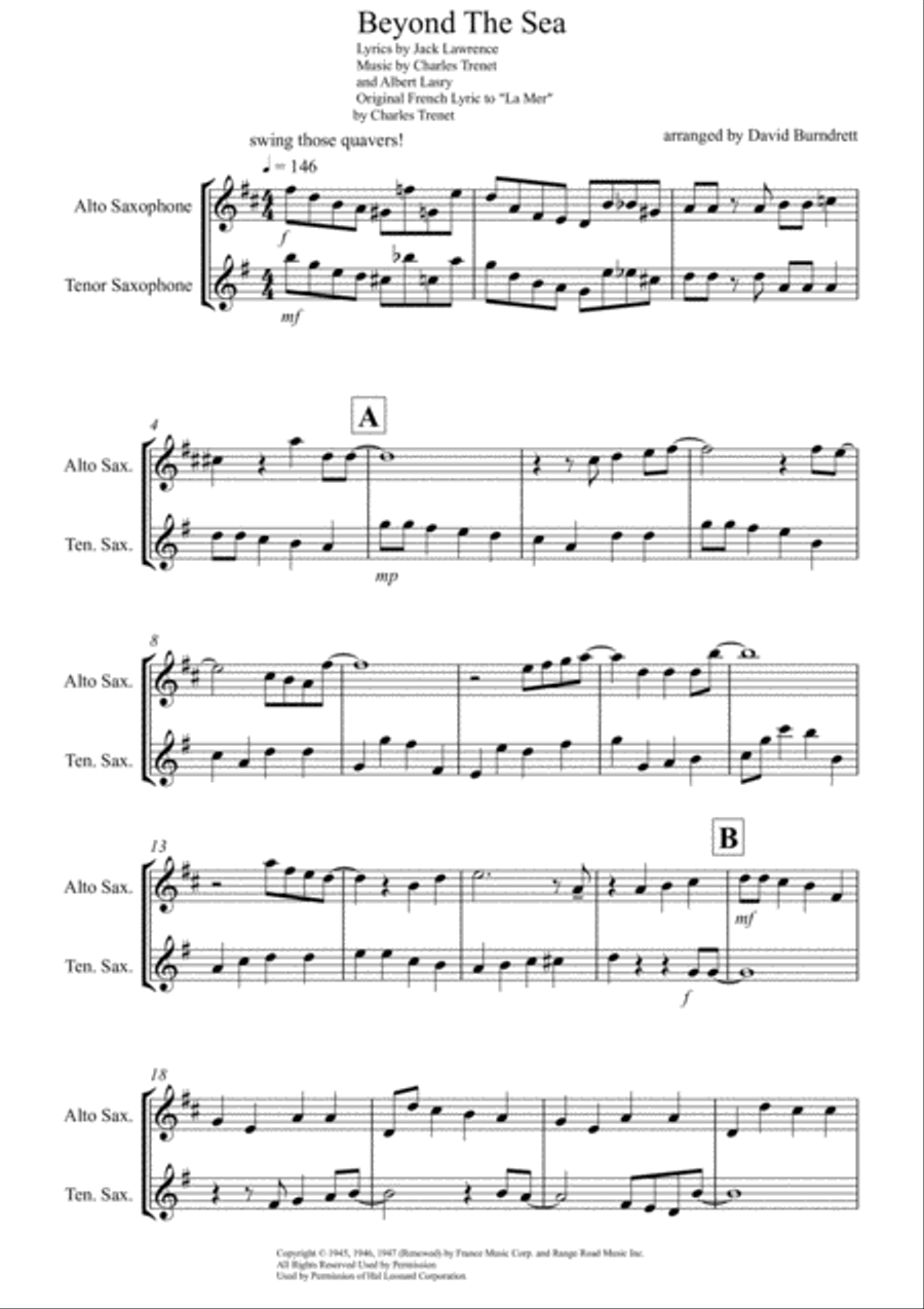 Beyond The Sea Beyond The Sea Woodwind Duet scores gallery preview page 1
