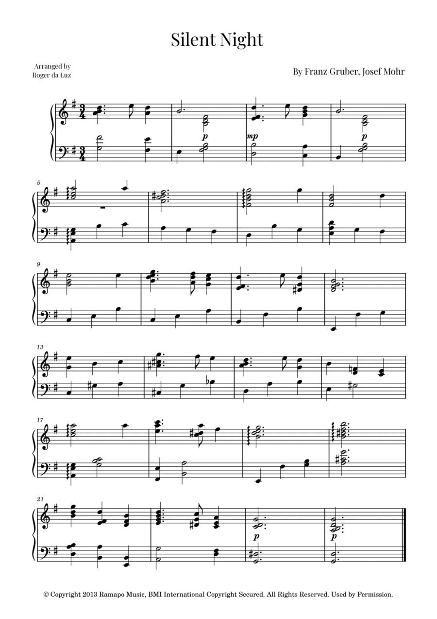 Silent Night Easy Piano scores gallery preview page 1