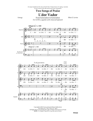 Two Songs Of Praise: L'dor Vador And Psalm 146
