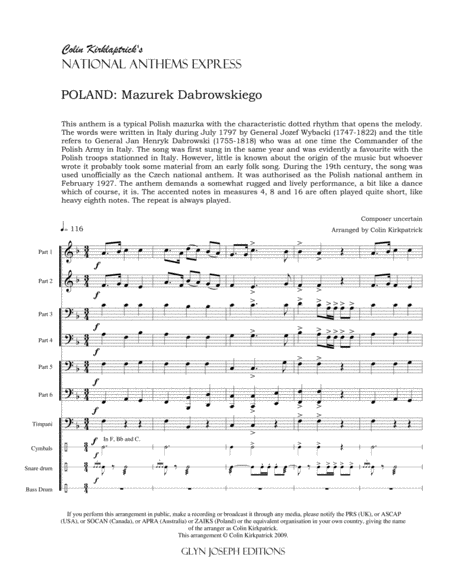 Poland National Anthem: Mazurek Dabrowskiego image number null