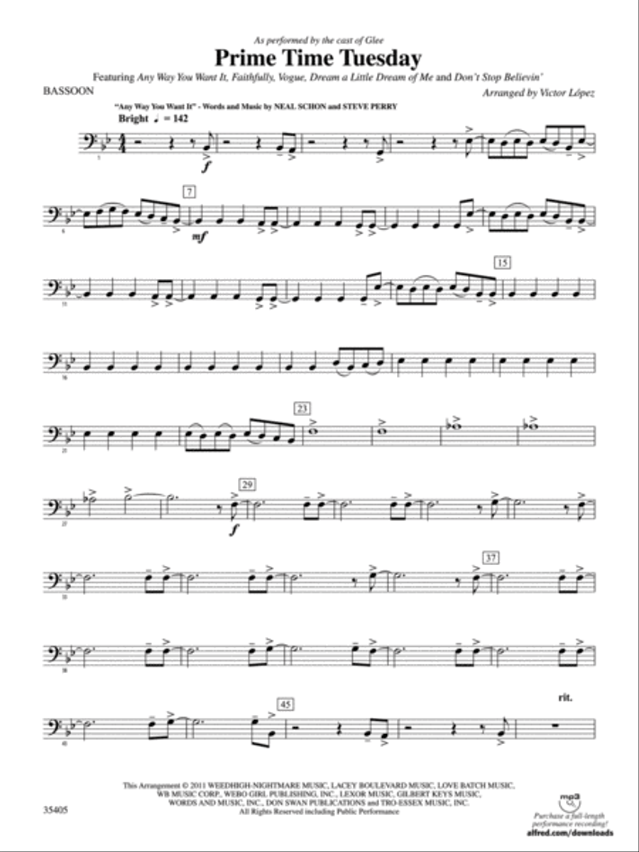 Prime Time Tuesday: Bassoon Concert Band scores gallery preview page 1