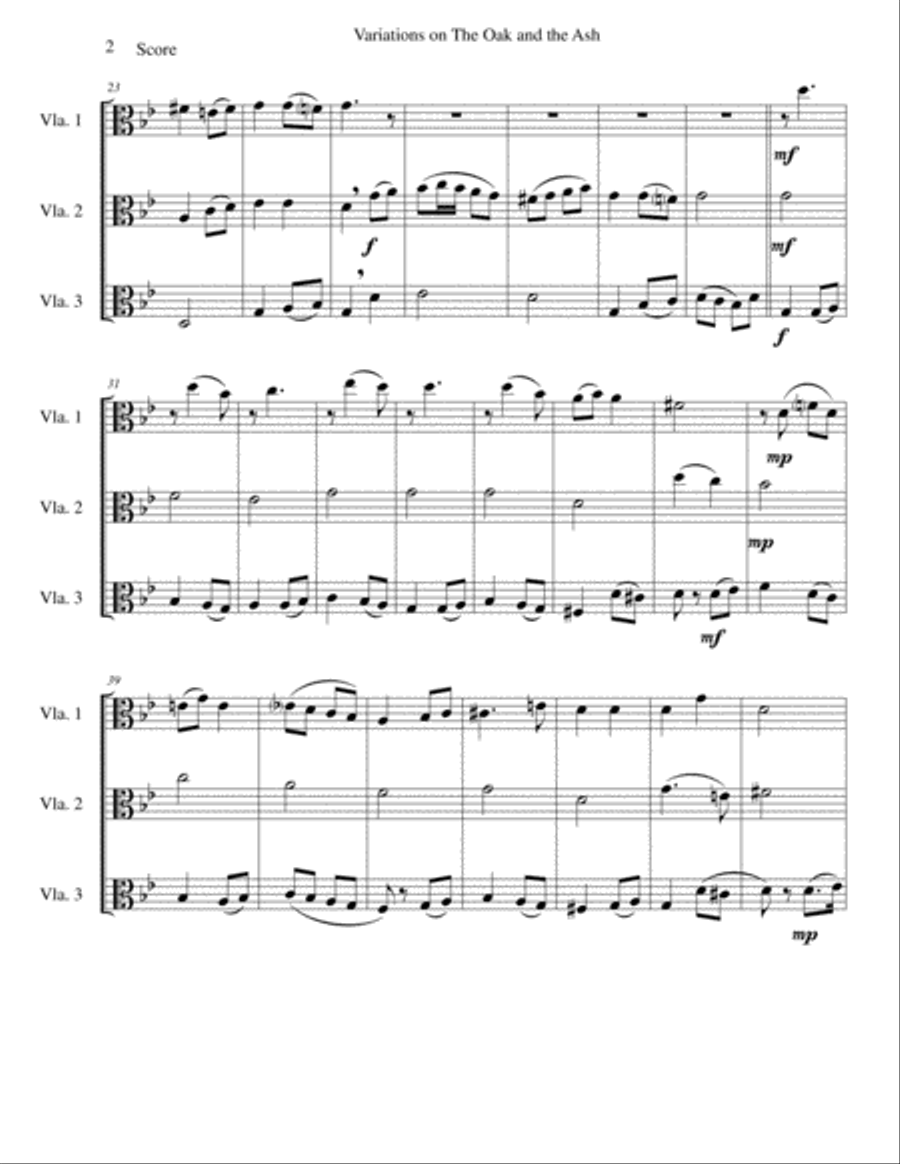 Variations on The Oak and the Ash (A north country Maid) for viola trio Viola Solo scores gallery preview page 2