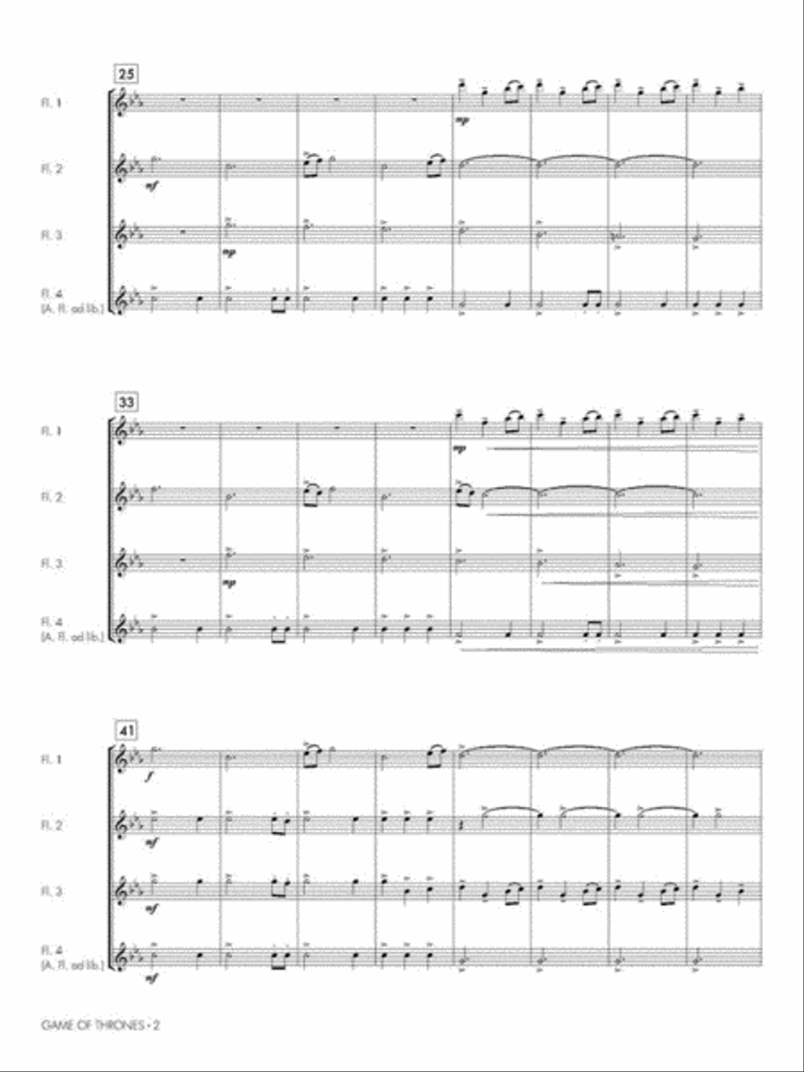 Game of Thrones Flute Quartet scores gallery preview page 4