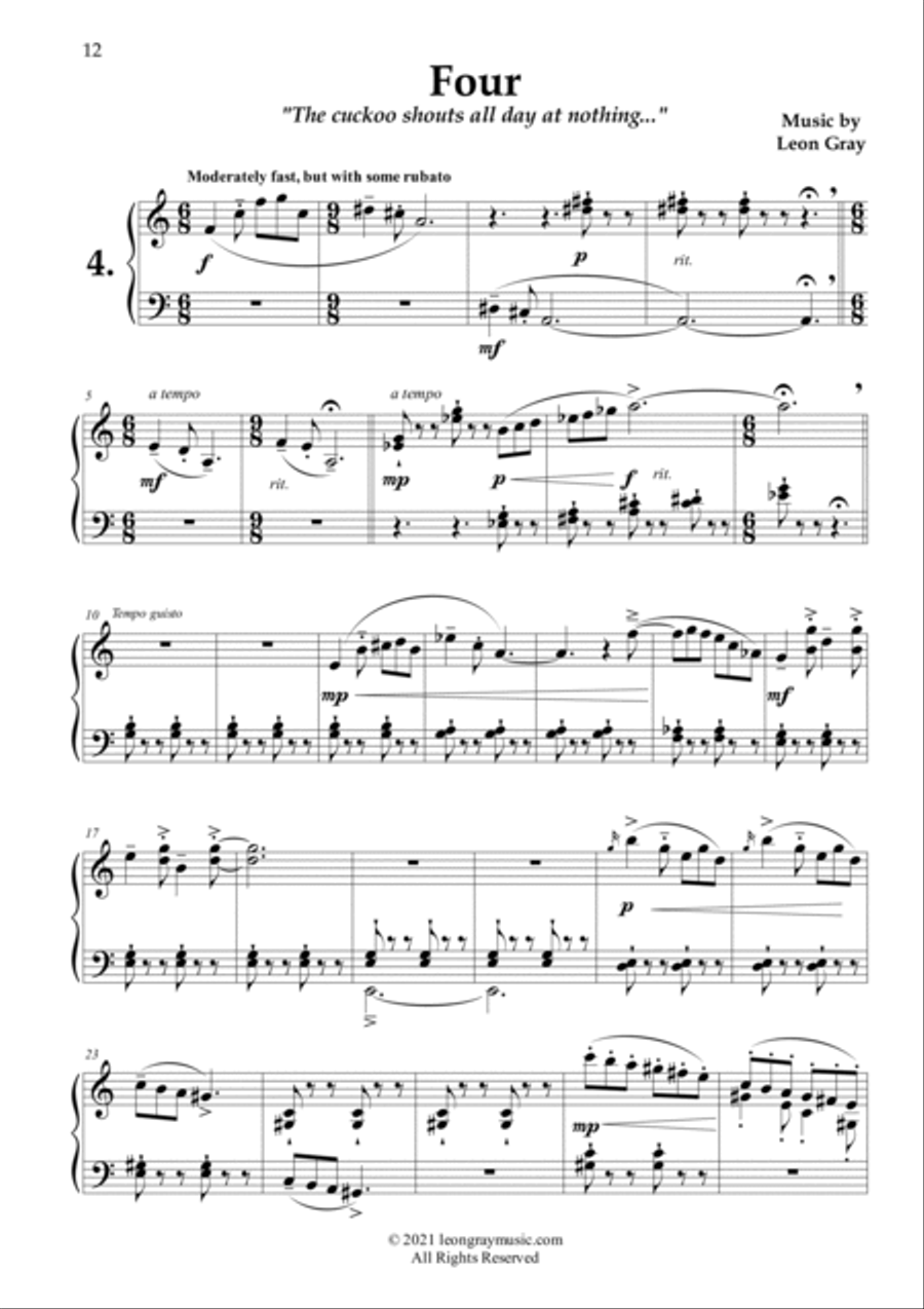 The Cuckoo Shouts, On Russet Floors (No. 4), Leon Gray Piano Solo scores gallery preview page 2