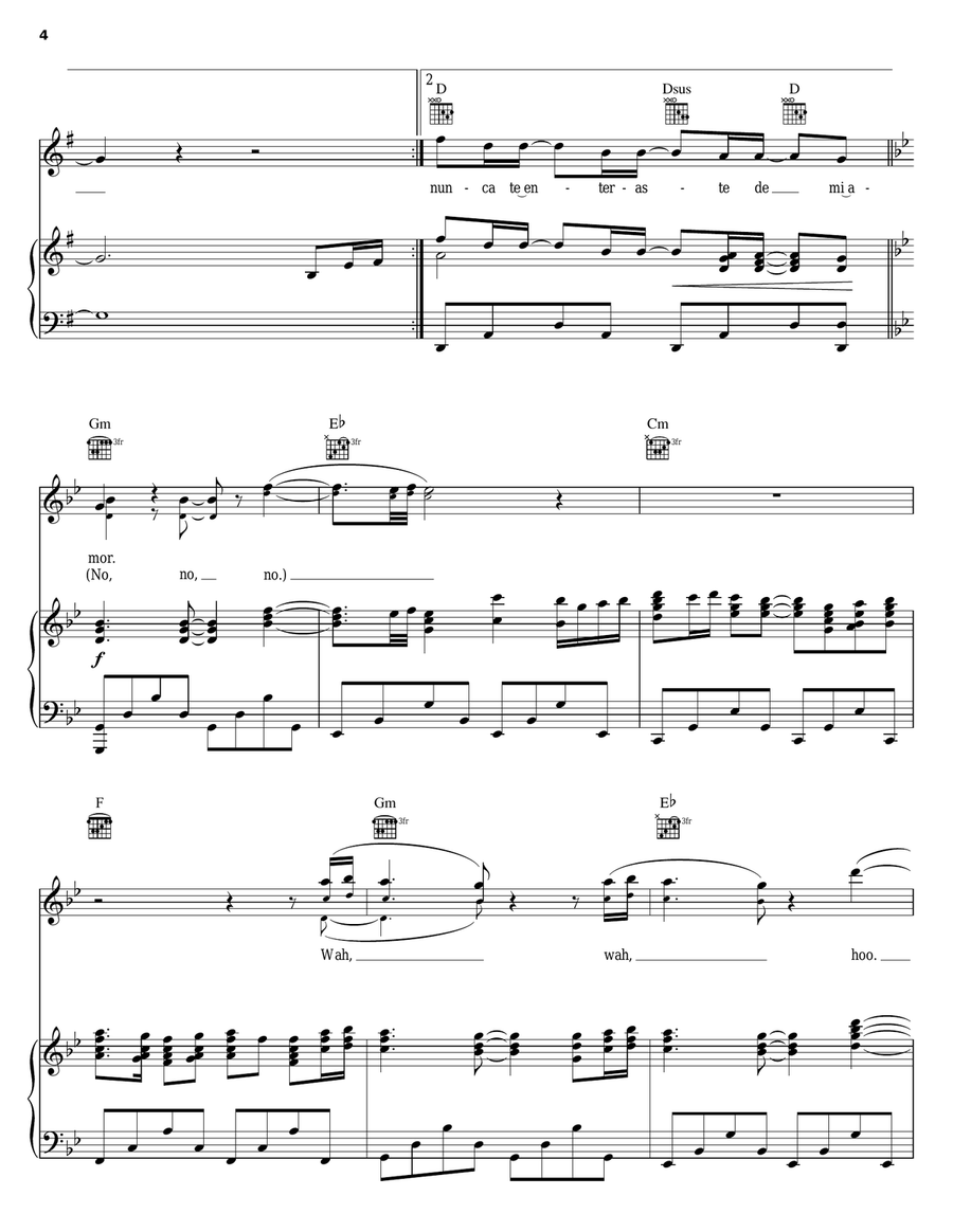Hoy Que Ya No Estas Aqui Piano, Vocal, Guitar scores gallery preview page 4