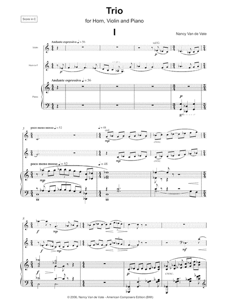 [Van de Vate] Trio for Horn, Violin, and Piano
