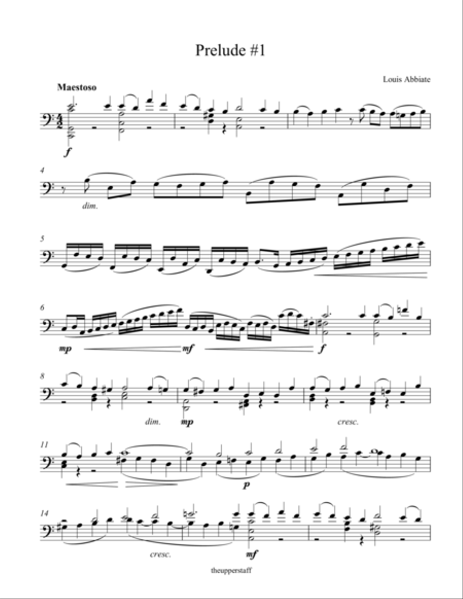 Prelude #1 Cello Solo scores gallery preview page 1