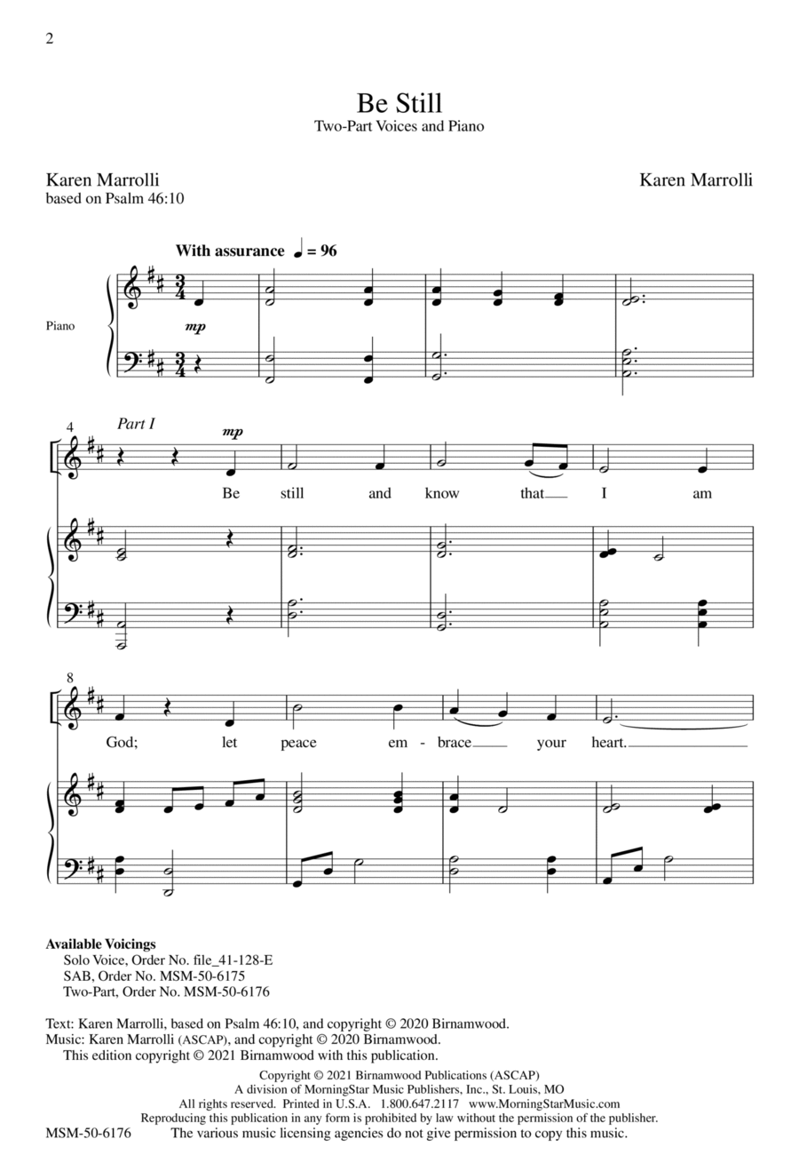 Be Still Be Still 2-Part scores gallery preview page 1