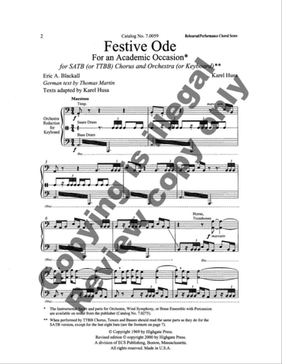 Festive Ode (Choral Score) TTBB scores gallery preview page 7