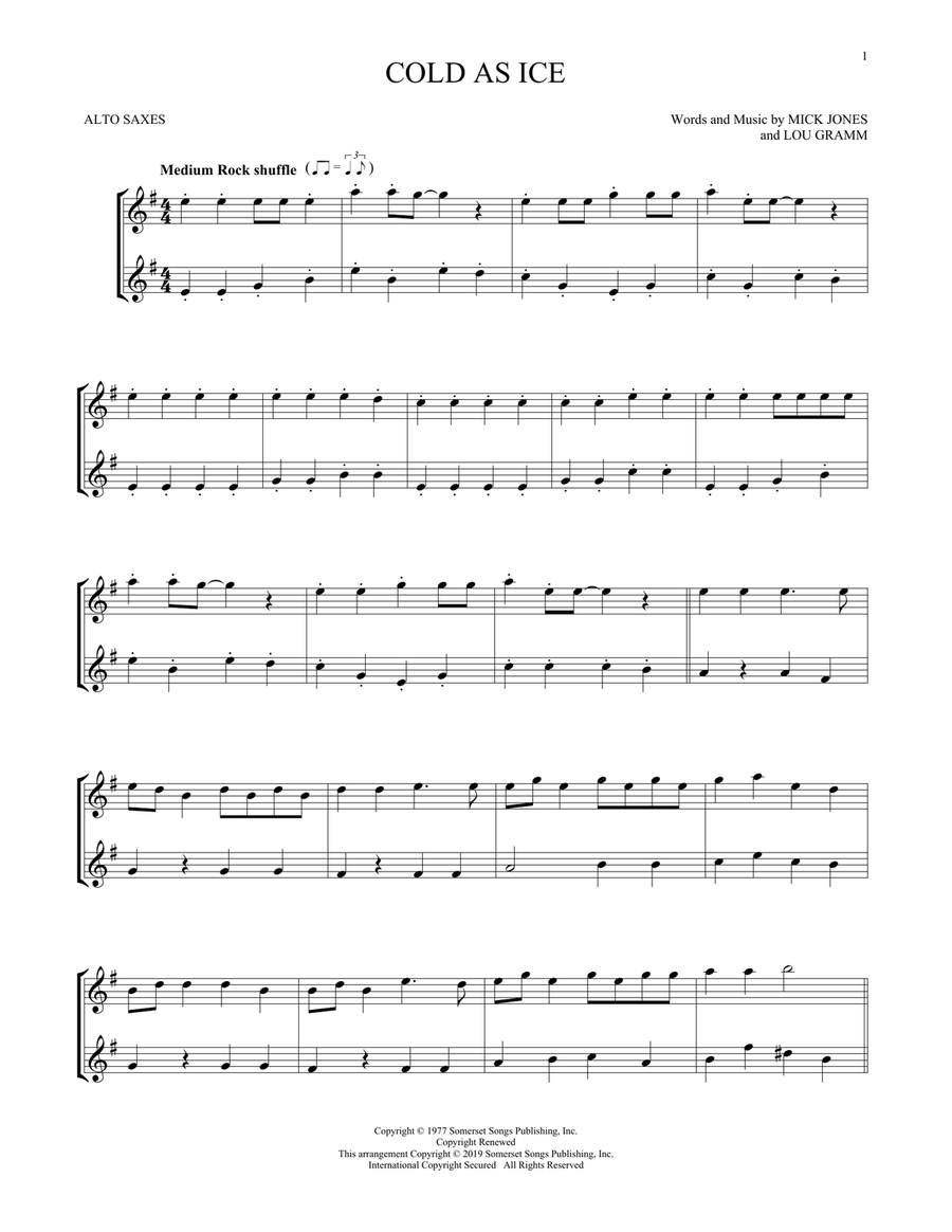 Cold As Ice Woodwind Duet scores gallery preview page 1