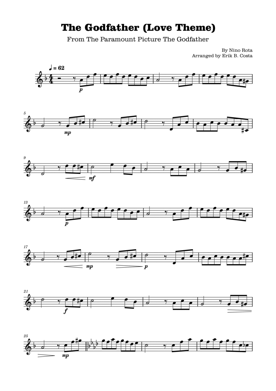 The Godfather (Love Theme) B-Flat Clarinet scores gallery preview page 1