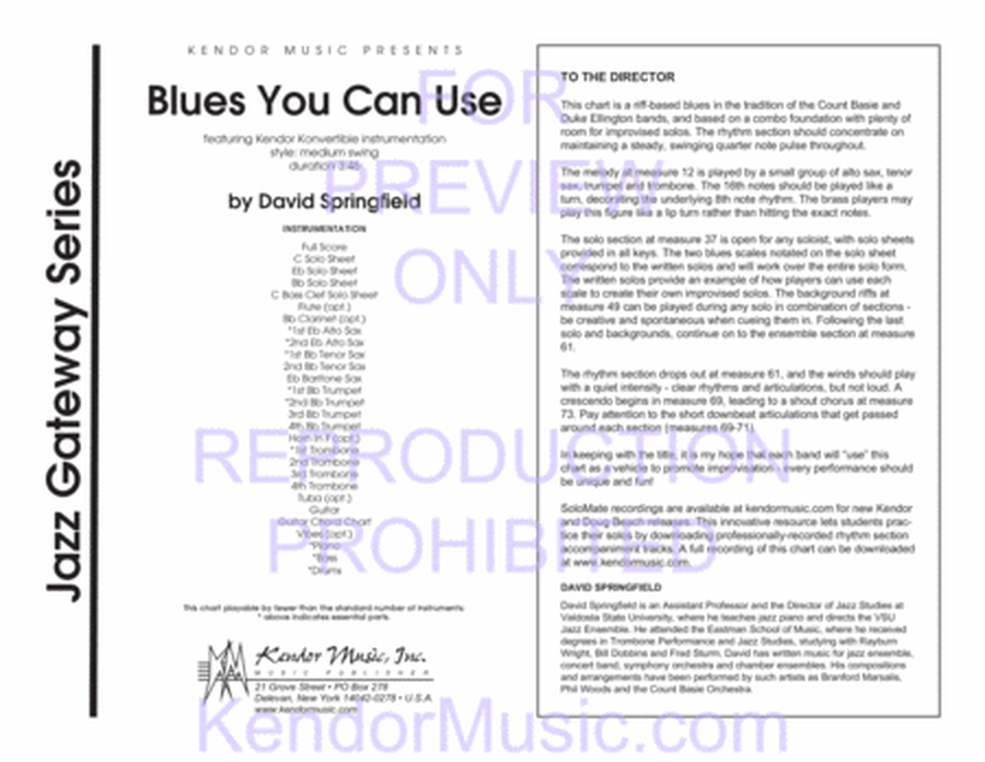 Blues You Can Use (Full Score)