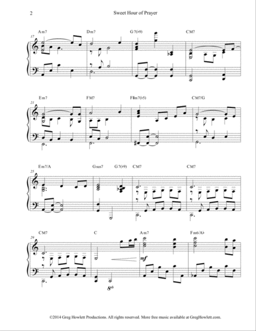 Sweet Hour of Prayer Sweet Hour of Prayer Piano Solo scores gallery preview page 2