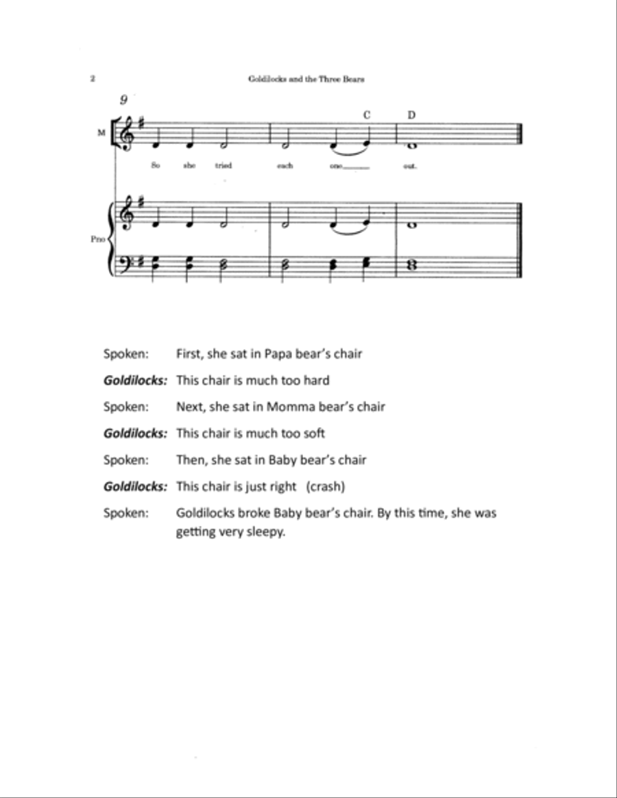 Goldilocks and the Three Bears Musical/Play Piano, Vocal, Guitar scores gallery preview page 5