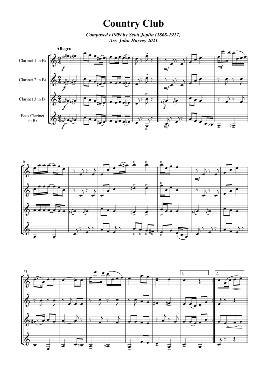Country Club Rag Woodwind Quartet scores gallery preview page 1