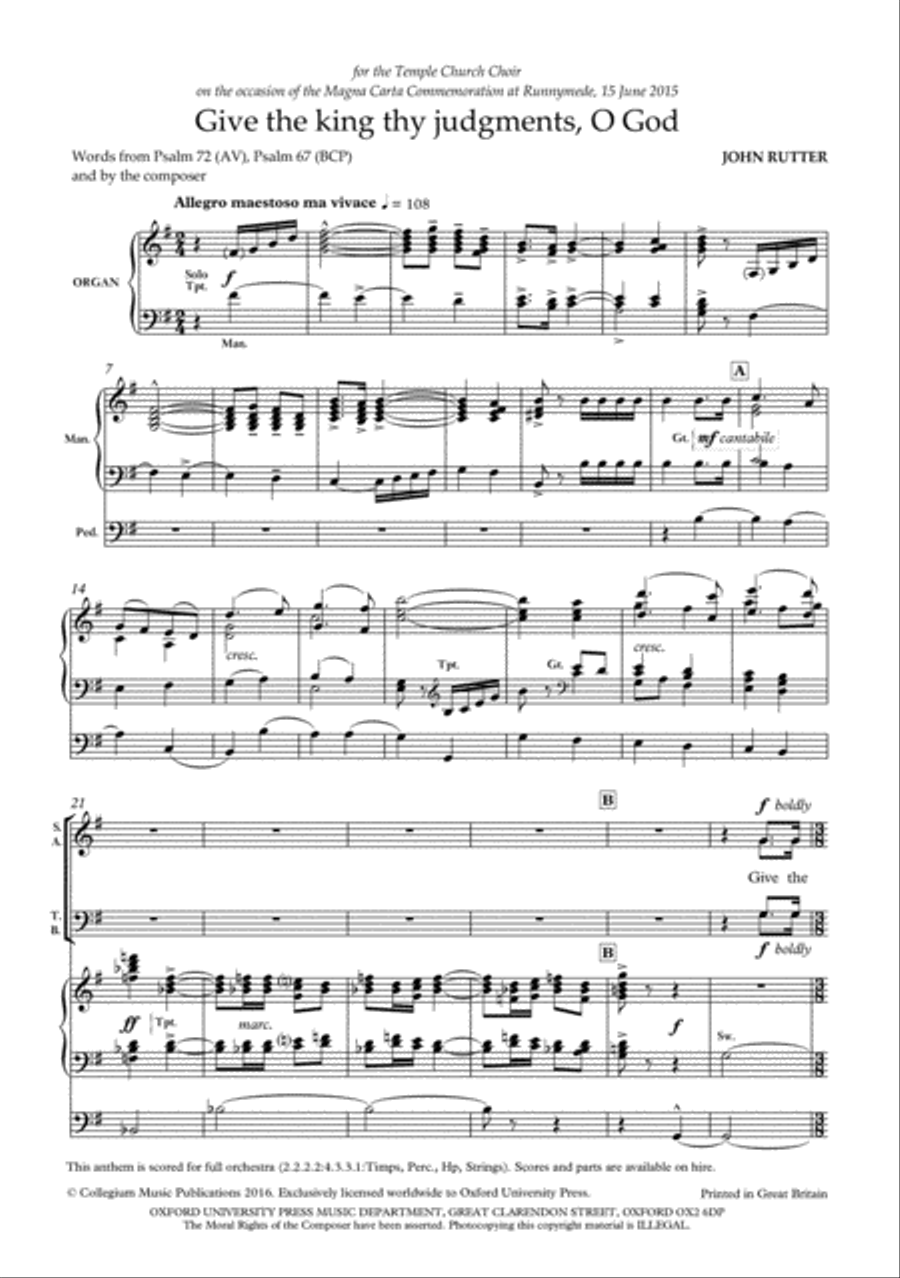 Give the king thy judgments, O God 4-Part scores gallery preview page 2