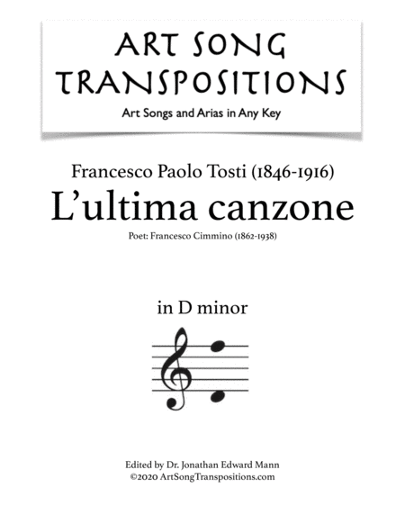 TOSTI: L'ultima canzone (transposed to D minor)