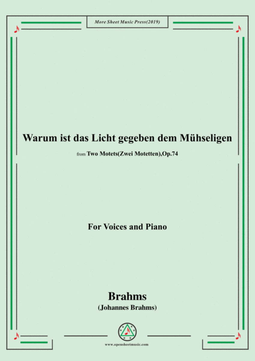 Brahms-Warum ist das Licht gegeben dem Mühseligen,Op.74 No.1,for Voices&Pno image number null