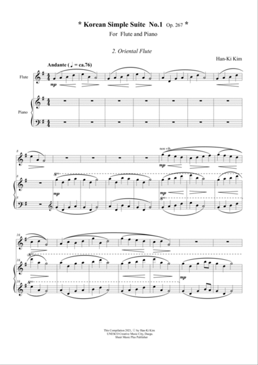 Korean Simple Suite No.1 (For Flute and Piano) Woodwind Duet scores gallery preview page 5