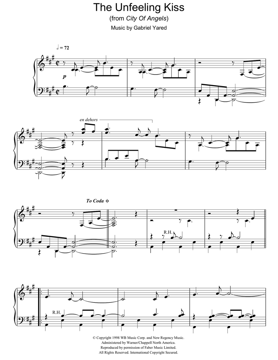 The Unfeeling Kiss (from City of Angels) Piano Solo scores gallery preview page 1