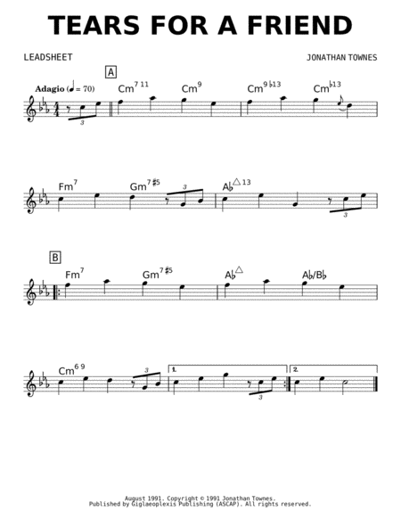 Tears For A Friend (lead sheet) image number null