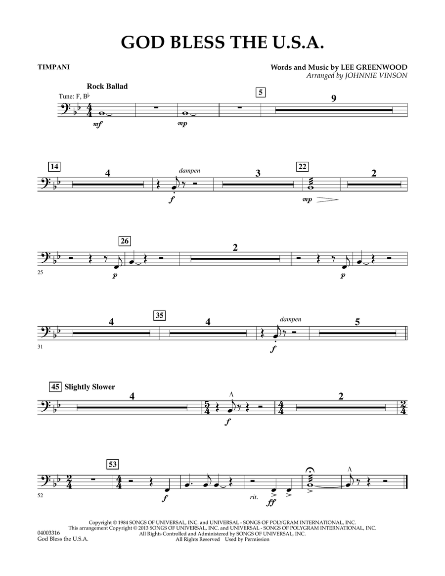 God Bless The U.S.A. - Timpani