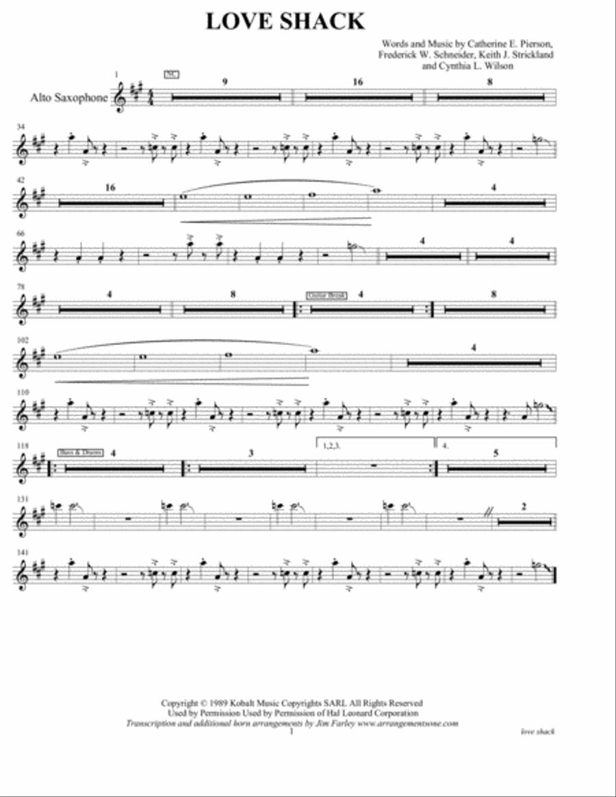 Love Shack Tenor Saxophone scores gallery preview page 2