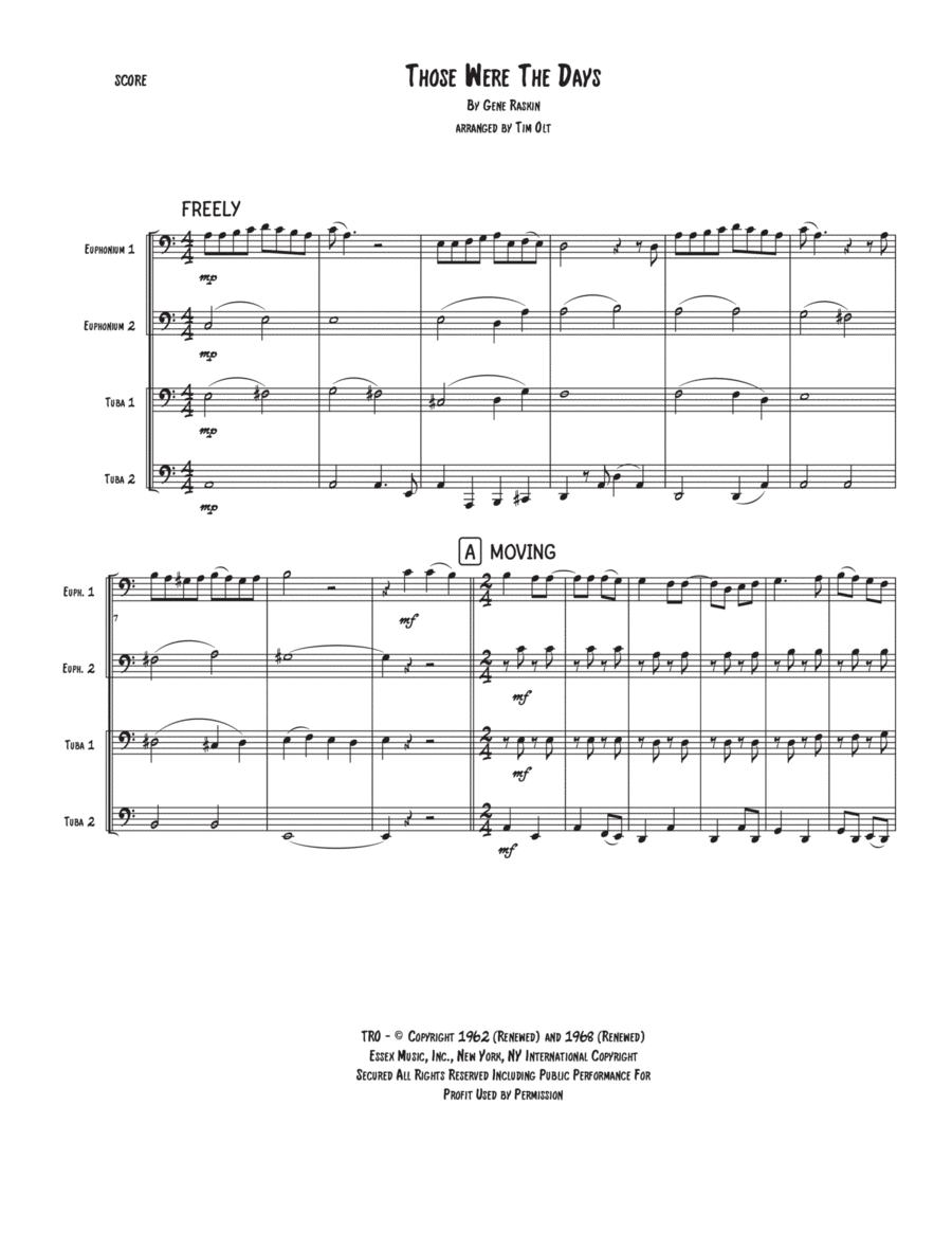 Those Were The Days Those Were The Days Brass Quartet scores gallery preview page 1