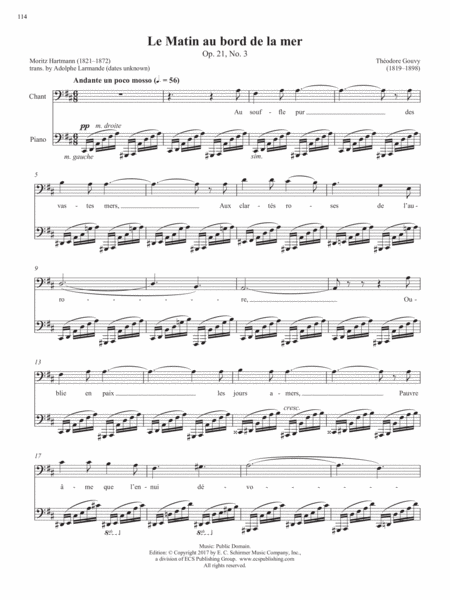 Op. 21, No. 3: Le Matin au bord de la mer from Songs of Gouvy, V2 (Downloadable)