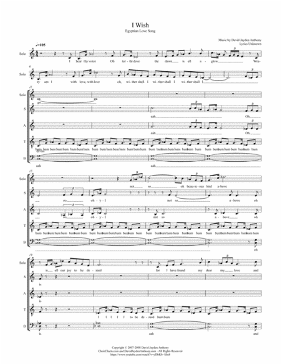 I Wish - Egyptian Love Song Choir scores gallery preview page 1