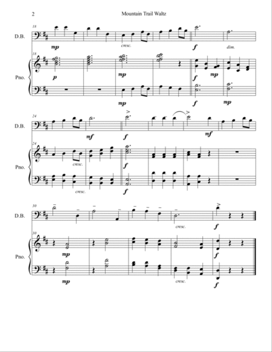 Mountain Trail Waltz Double Bass scores gallery preview page 2