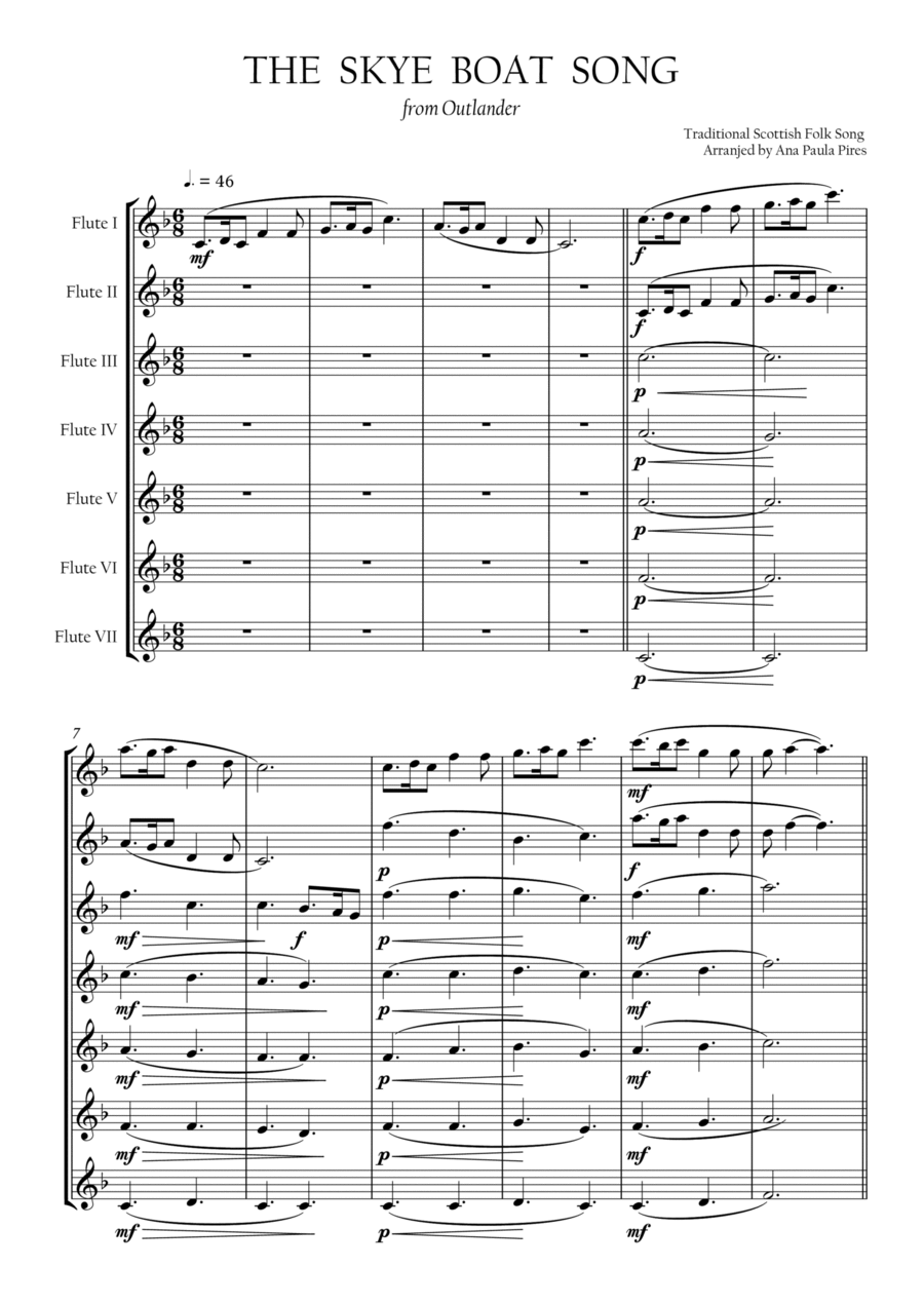 The Skye Boat Song from Outlander Woodwind Ensemble scores gallery preview page 1
