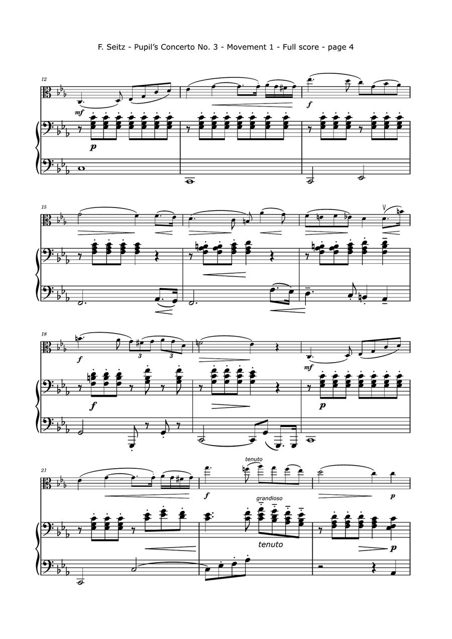 Seitz, F. - Concerto No. 3, Op. 12, for Viola and Piano Piano scores gallery preview page 4