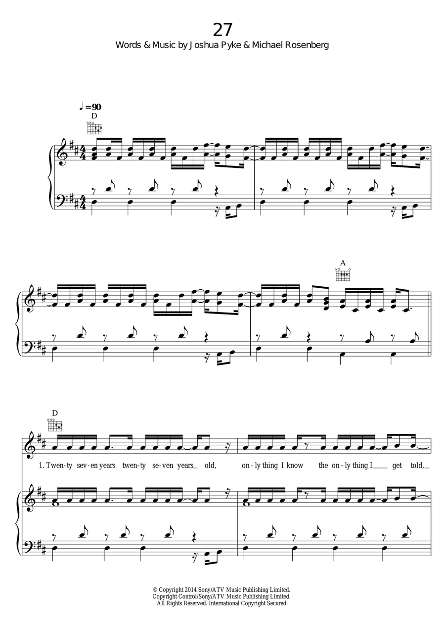 27 Piano, Vocal scores gallery preview page 1