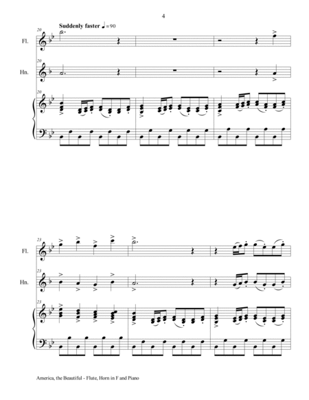 AMERICA, THE BEAUTIFUL (Trio – Flute, Horn in F and Piano/Score and Parts) image number null