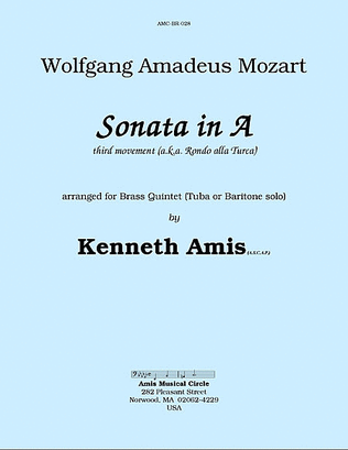 Piano Sonata in A (Third Movement --a.k.a. Turkish March) for brass quintet
