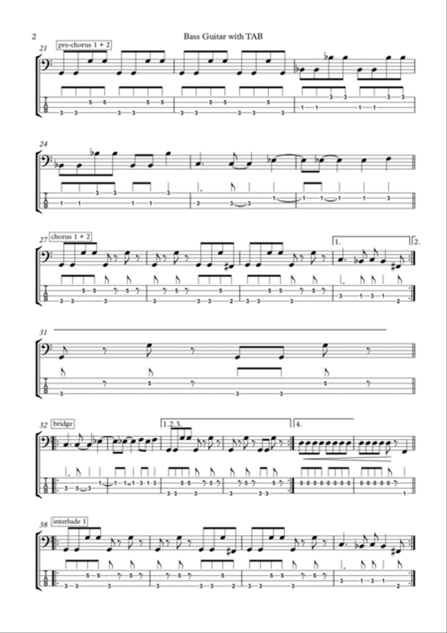 My Sharona Bass Guitar scores gallery preview page 2