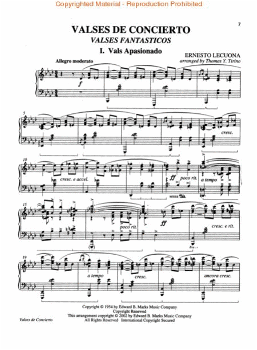 Ernesto Lecuona – Valses De Concierto Piano scores gallery preview page 2