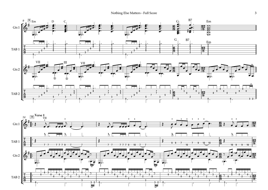 Nothing Else Matters Electric Guitar scores gallery preview page 3