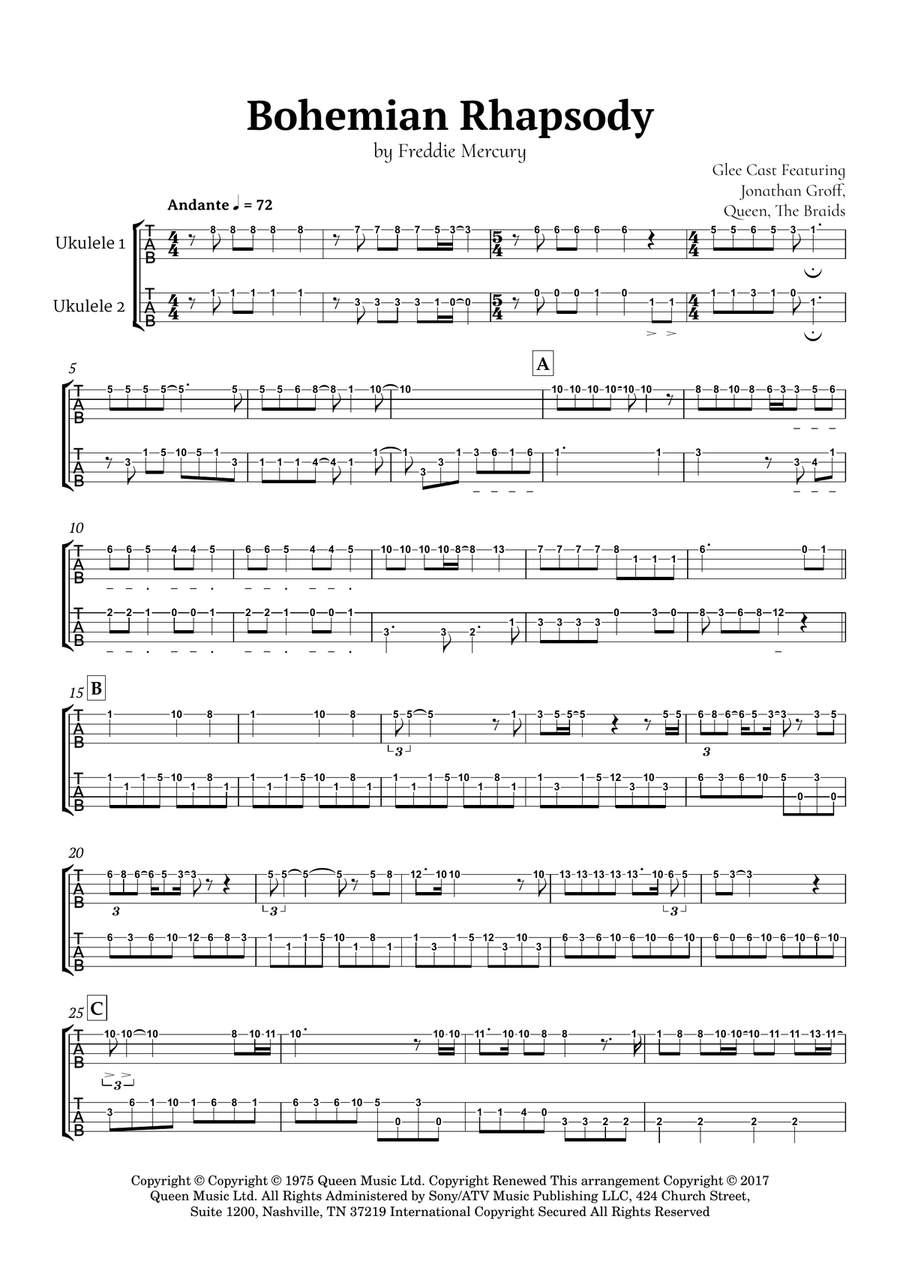 Bohemian Rhapsody Ukulele scores gallery preview page 2