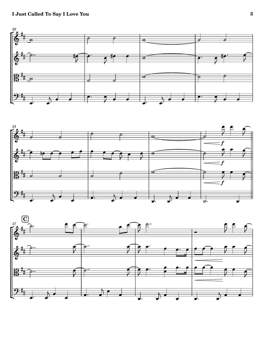 I Just Called To Say I Love You String Quartet scores gallery preview page 3