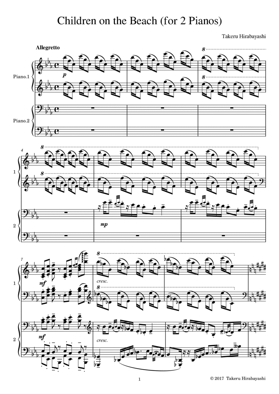 Children on the Beach (for 2 Pianos) 2 Pianos, 4-Hands scores gallery preview page 1