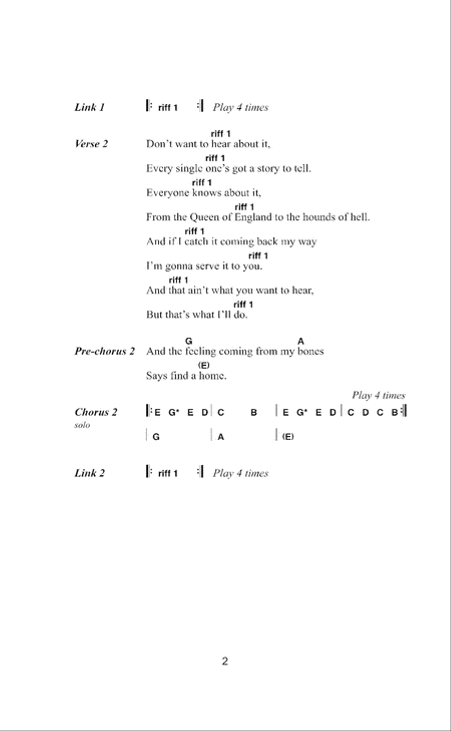 Seven Nation Army Guitar scores gallery preview page 2