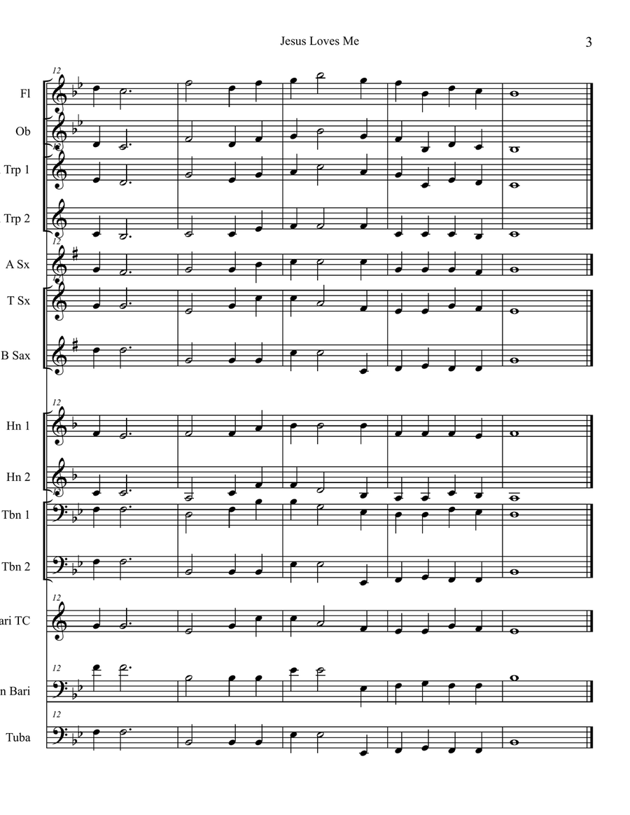 Jesus Loves Me for Concert Band Concert Band scores gallery preview page 3